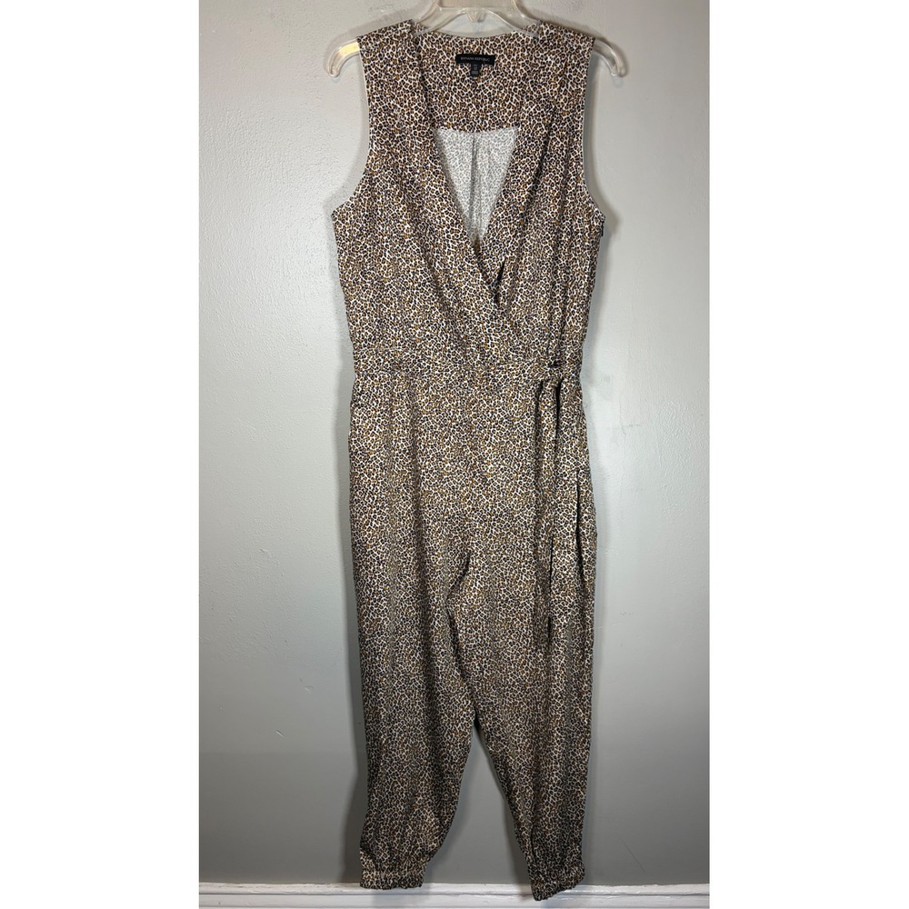 Banana Republic Leopard Print Wrap Jumpsuit Women 12 Tall NWOT Sleeveless New
